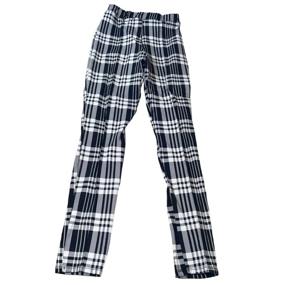 Rainbow brand black & white checkered plaid pull on elastic waist straight leg - Picture 2 of 7